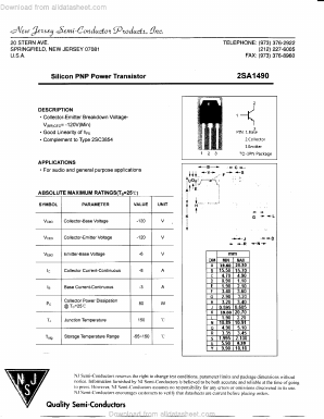 2SA1490 Datasheet PDF New Jersey Semiconductor