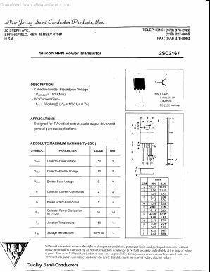 2SC2167 Datasheet PDF New Jersey Semiconductor