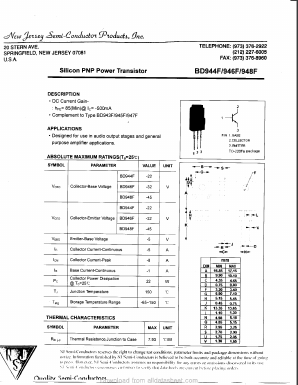 BD948F Datasheet PDF New Jersey Semiconductor