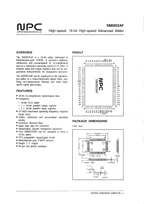 SM5833 Datasheet PDF Nippon Precision Circuits 