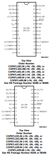 COP87L20CJN-3N Datasheet PDF National ->Texas Instruments
