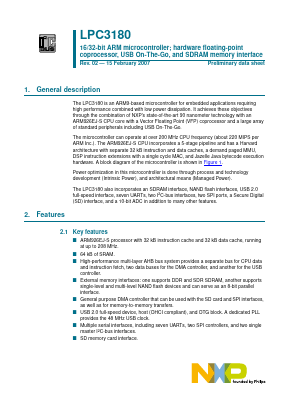 LPC3180 Datasheet PDF NXP Semiconductors.