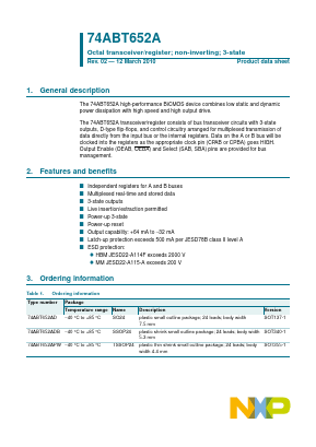 74ABT652AD,118 Datasheet PDF NXP Semiconductors.