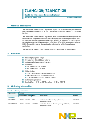 74AHCT139D Datasheet PDF NXP Semiconductors.