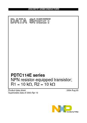 PDTC114ET Datasheet PDF NXP Semiconductors.