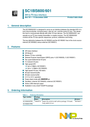 SC18IS600IPW Datasheet PDF NXP Semiconductors.
