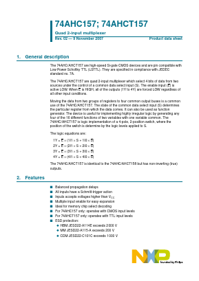 74AHC157 Datasheet PDF NXP Semiconductors.