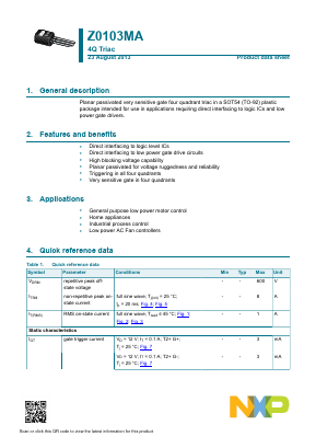 Z0103MA-116 Datasheet PDF NXP Semiconductors.