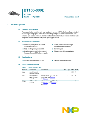 BT136-800E Datasheet PDF NXP Semiconductors.