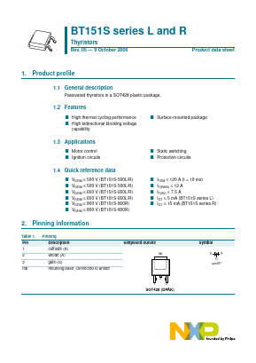 BT151S-500R Datasheet PDF NXP Semiconductors.