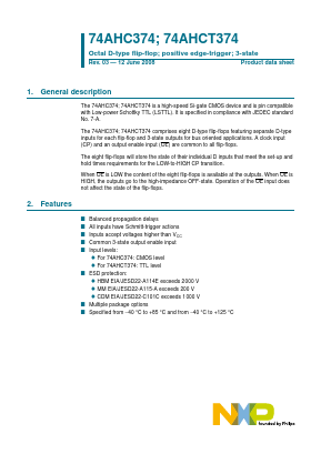 74AHCT374PW-T Datasheet PDF NXP Semiconductors.