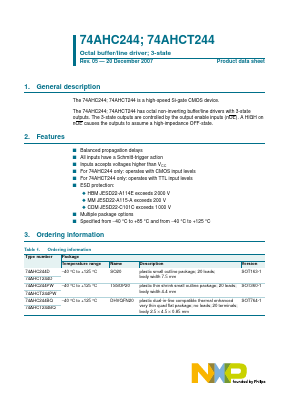 74AHCT244 Datasheet PDF NXP Semiconductors.