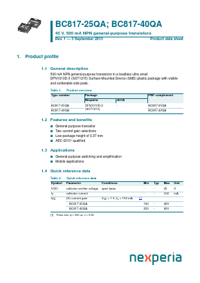 BC817-25QA Datasheet PDF NXP Semiconductors.