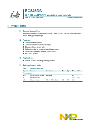 BC846DS,165 Datasheet PDF NXP Semiconductors.