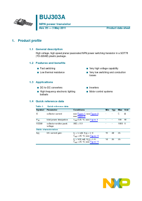 BUJ303A Datasheet PDF NXP Semiconductors.