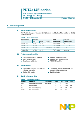 PDTA114ET Datasheet PDF NXP Semiconductors.