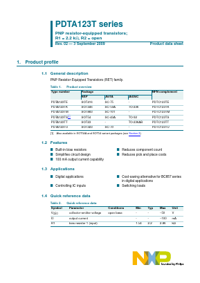 PDTA123TT Datasheet PDF NXP Semiconductors.
