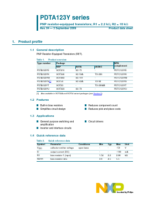 PDTA123YU Datasheet PDF NXP Semiconductors.