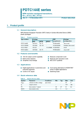 PDTC144ET Datasheet PDF NXP Semiconductors.
