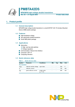 PMBTA42DS Datasheet PDF NXP Semiconductors.