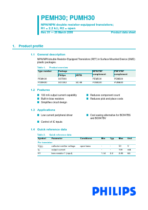 PUMH30,135 Datasheet PDF NXP Semiconductors.