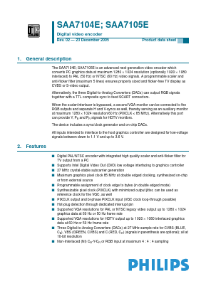 SAA7104E Datasheet PDF NXP Semiconductors.