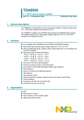 TDA8950TH Datasheet PDF NXP Semiconductors.