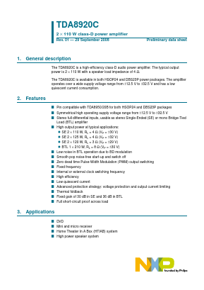 TDA8920C Datasheet PDF NXP Semiconductors.