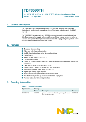 TDF8590TH Datasheet PDF NXP Semiconductors.