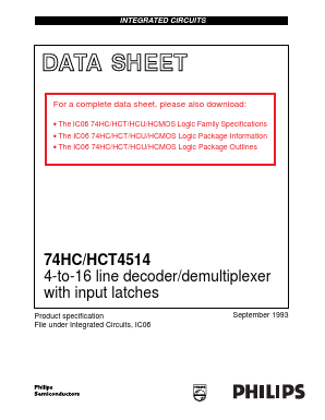 74HC4514D Datasheet PDF NXP Semiconductors.