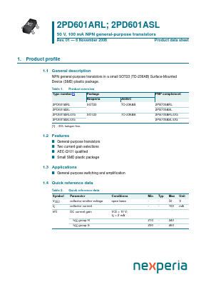 2PD601ARL/DG Datasheet PDF NXP Semiconductors.
