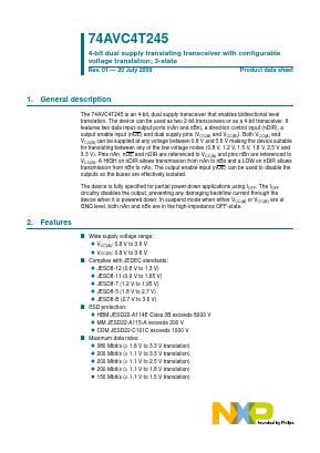 74AVC4T245D Datasheet PDF NXP Semiconductors.
