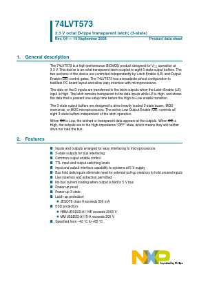 74LVT573 Datasheet PDF NXP Semiconductors.