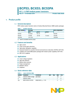 BCX53-16 Datasheet PDF NXP Semiconductors.