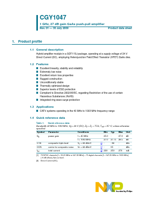CGY1047 Datasheet PDF NXP Semiconductors.