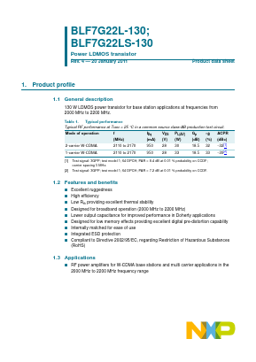 BLF7G22LS-130 Datasheet PDF NXP Semiconductors.