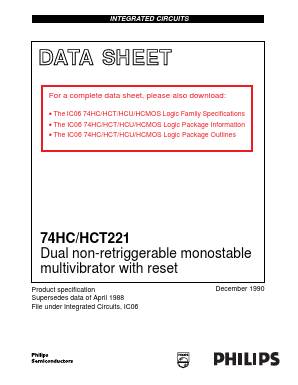 74HCT221N Datasheet PDF NXP Semiconductors.