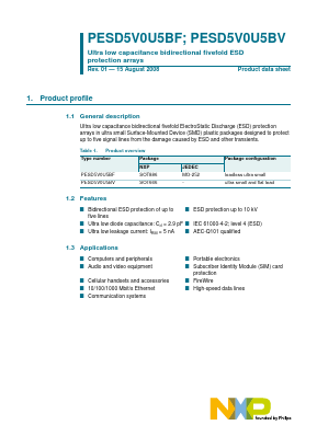 PESD5V0U5BF Datasheet PDF NXP Semiconductors.