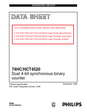 74HCT4520N,112 Datasheet PDF NXP Semiconductors.