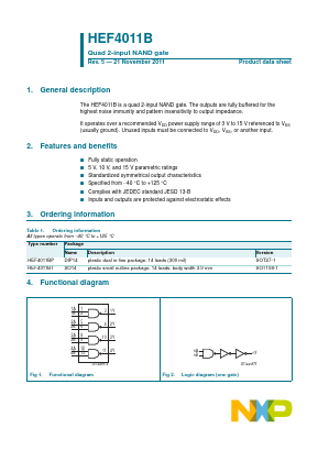 HEF4011BT Datasheet PDF NXP Semiconductors.