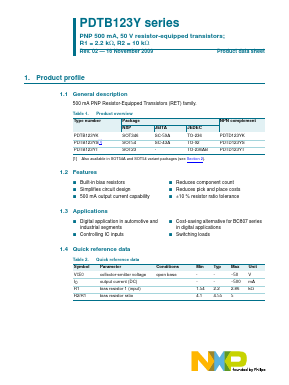 PDTB123Y Datasheet PDF NXP Semiconductors.