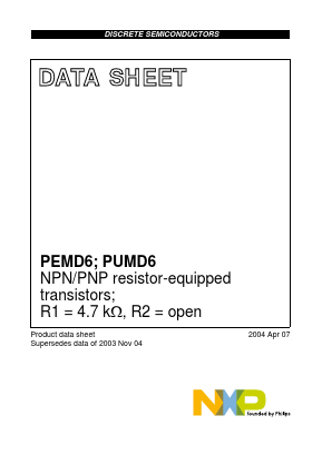PUMD6 Datasheet PDF NXP Semiconductors.