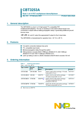 CBT3253ADB Datasheet PDF NXP Semiconductors.