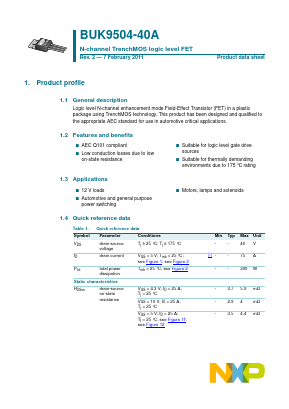 BUK9504-40A Datasheet PDF NXP Semiconductors.