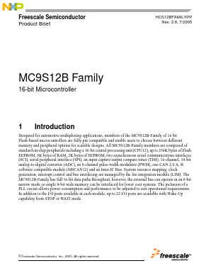 MC9S12B256VPVE Datasheet PDF NXP Semiconductors.