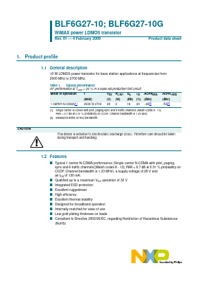 BLF6G27-10 Datasheet PDF NXP Semiconductors.