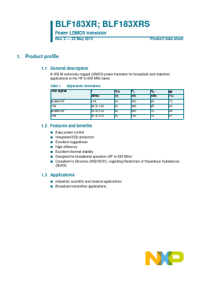 BLF183XRS Datasheet PDF NXP Semiconductors.