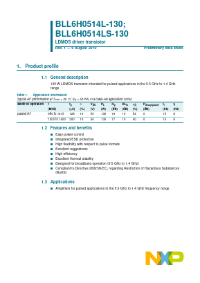 BLL6H0514LS-130 Datasheet PDF NXP Semiconductors.
