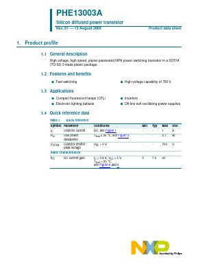 PHE13003A Datasheet PDF NXP Semiconductors.