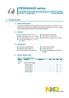 PESDXS4UD Datasheet PDF NXP Semiconductors.